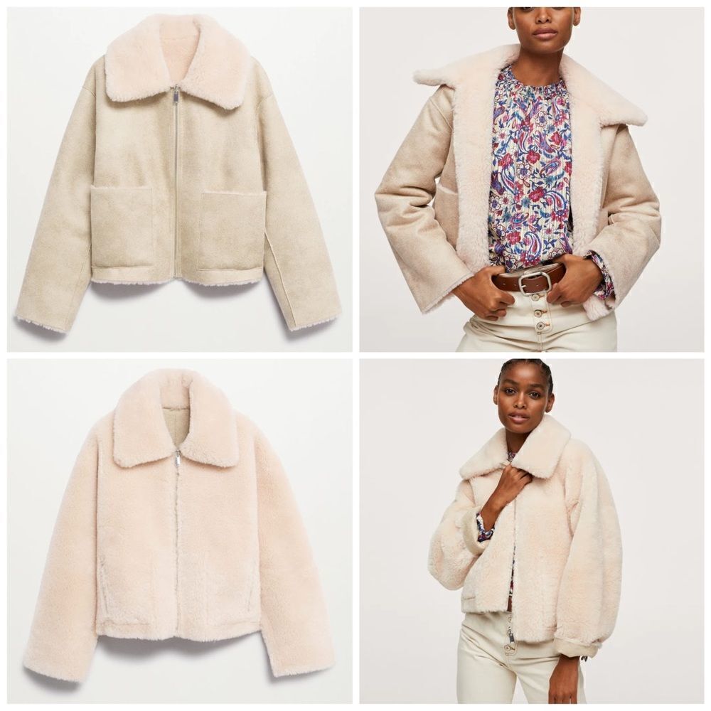 Mango Reversible faux shearling-lined jacket